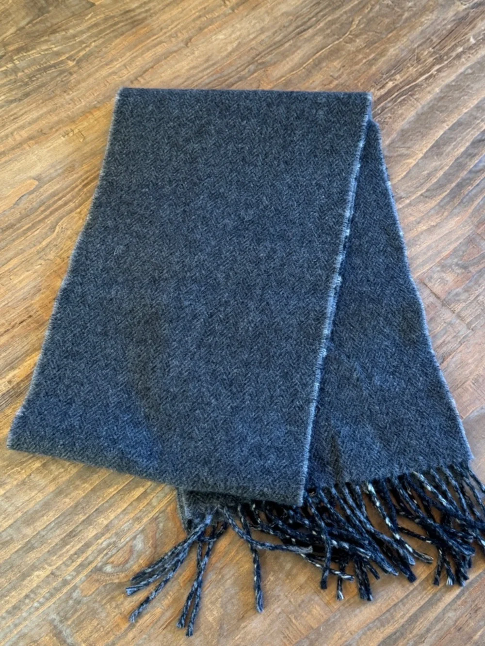 Polo Ralph Lauren Reversible Wool Tartan Plaid Scarf Gray White Made In Italy